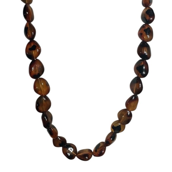 Vintage Tortoise Amber Long Beaded Necklace 16” - Picture 2 of 4
